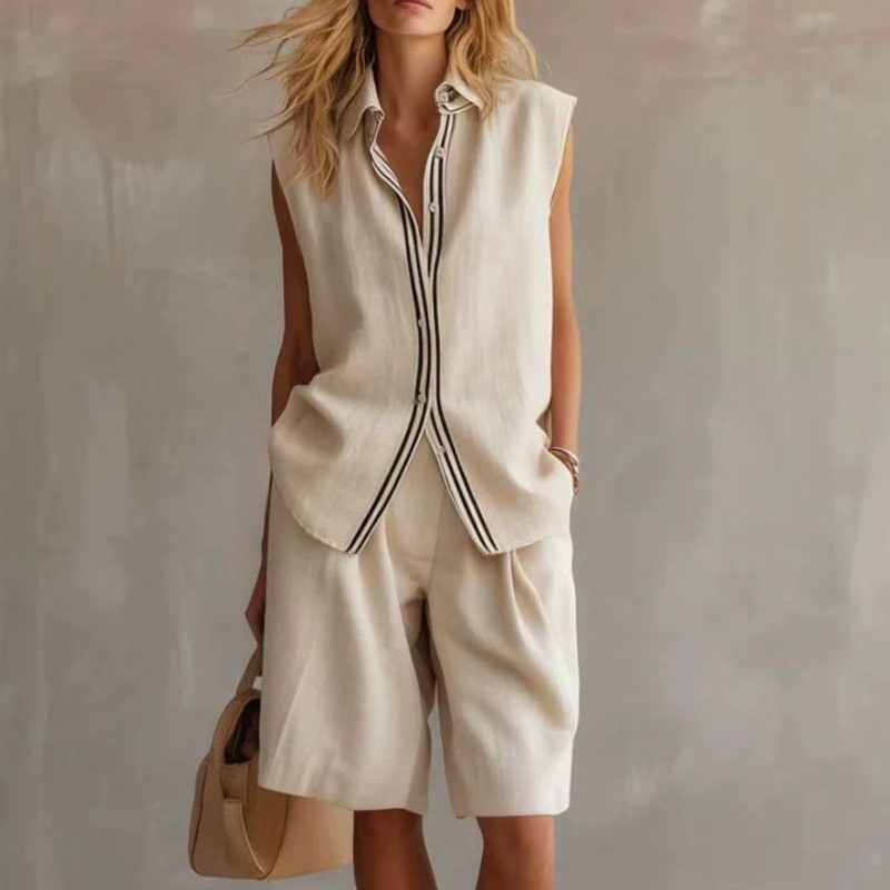 Summer Clothing For Girls - Summer Fashion Solid Linen Blend Two