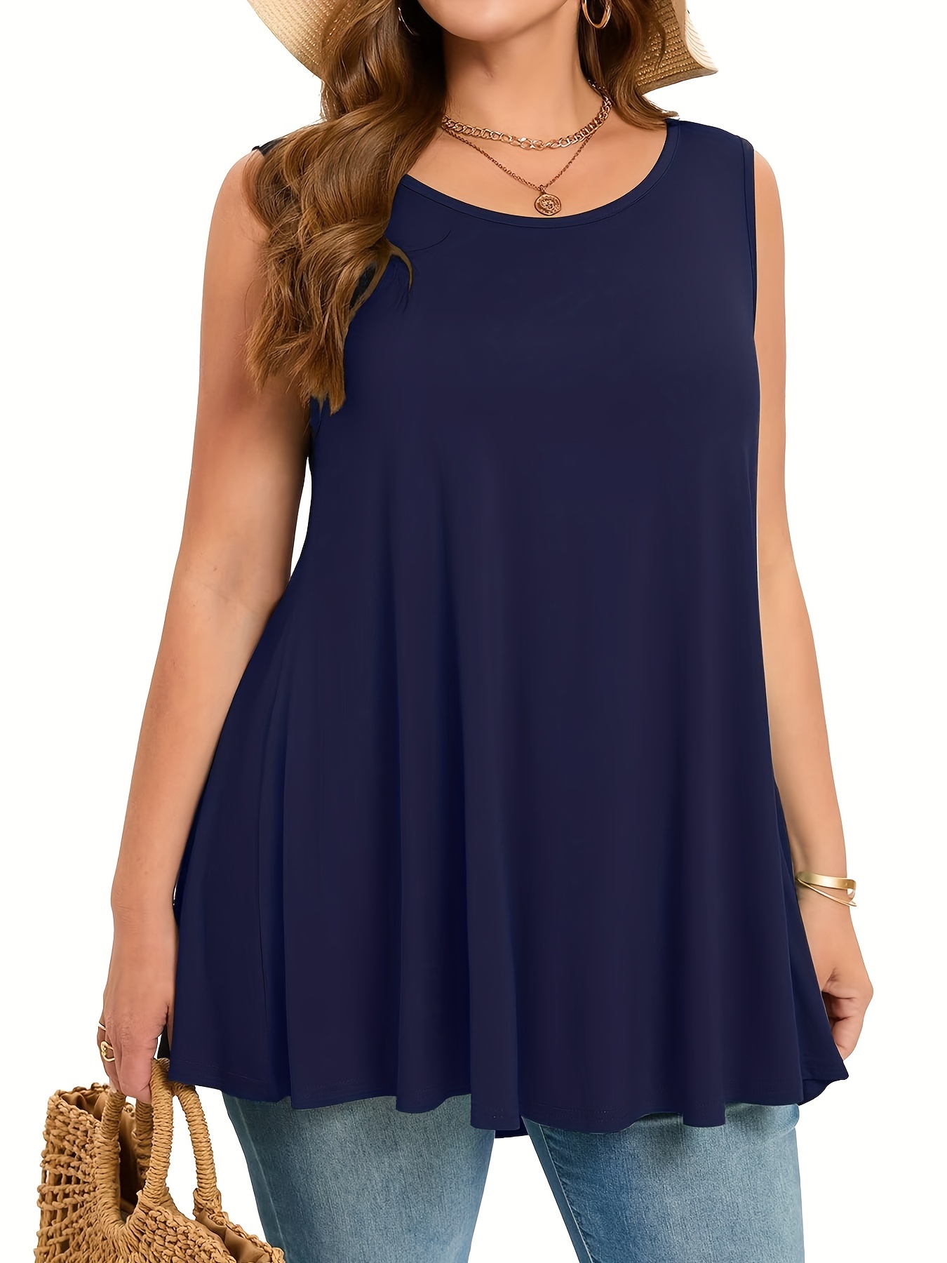 Summer Clothing Clearance - Plus Size Simple Solid Tank Top