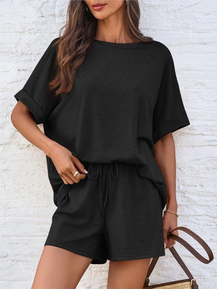 Summer Clothing Set For Girls - Lady Casual Set Fashion Solid Loose