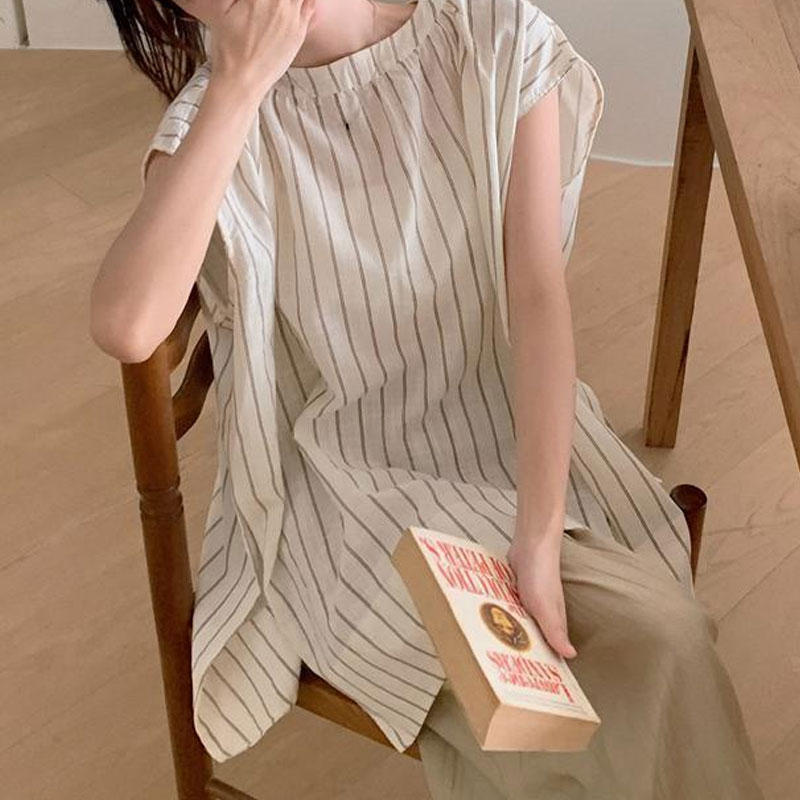 Summer Clothing Drop - Casual Striped Blouse Women's Clothing Sleeveless