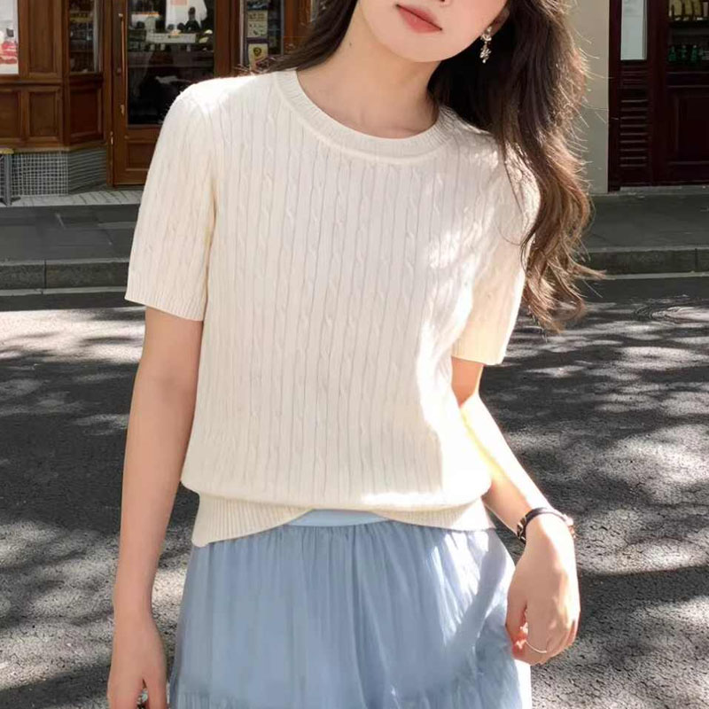 Summer Clothing Yarn - Knitted Sweater Women Pullovers Knitwears Short