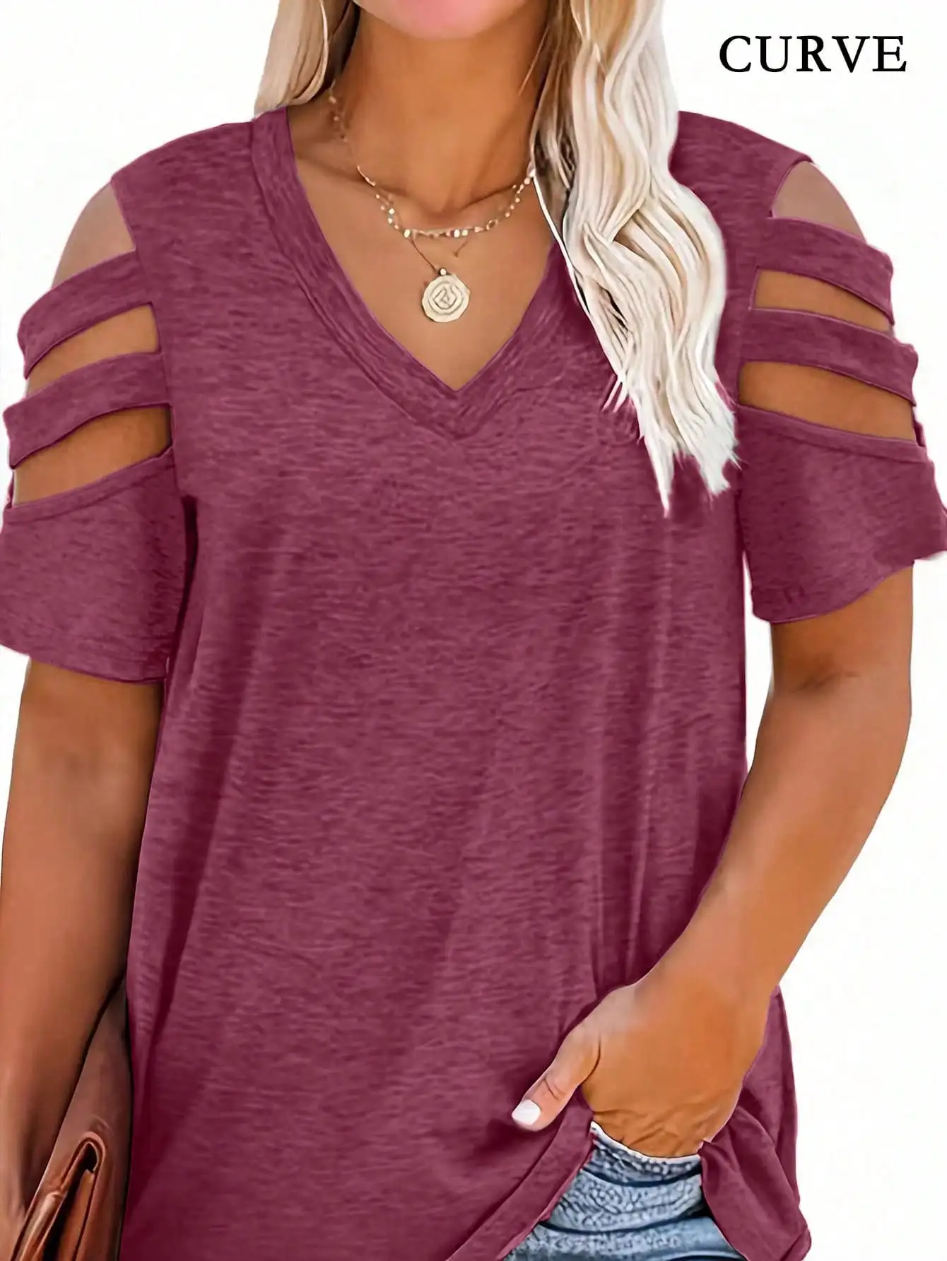 Women Fashion Plus Size 1XL-5X - Off Shoulder Blouse ulasan dan harga