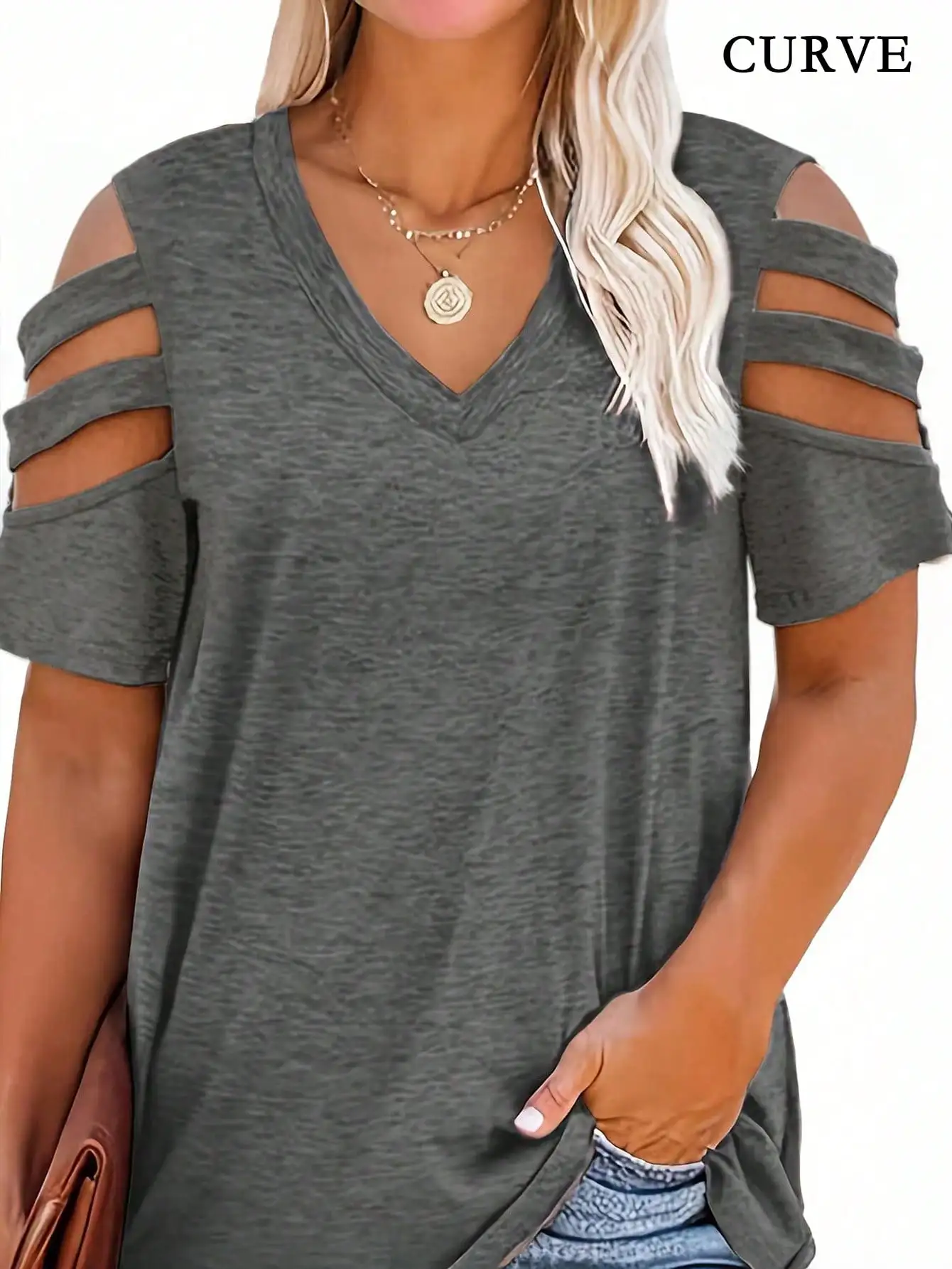 Women Fashion Plus Size 1XL-5X - Off Shoulder Blouse ulasan dan harga