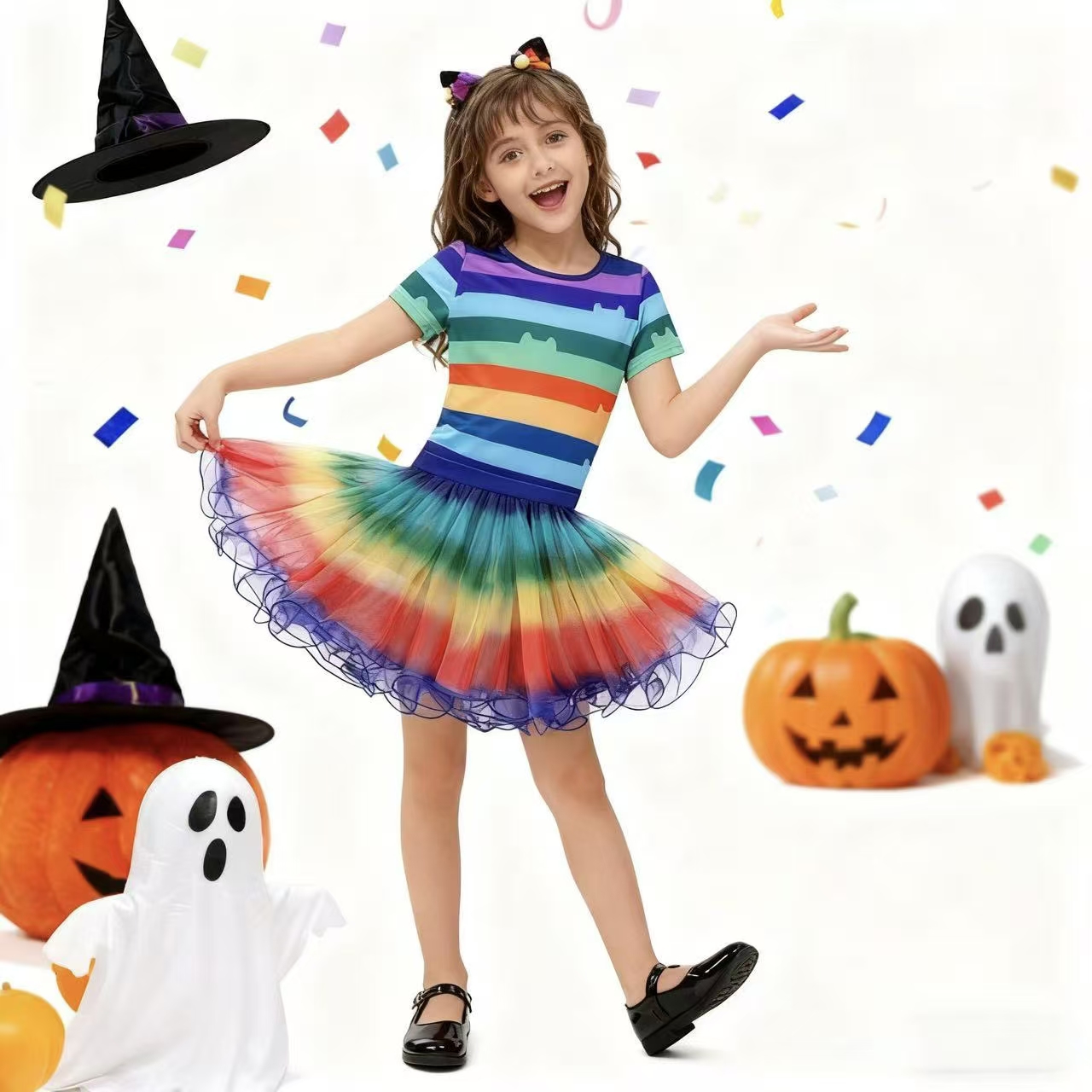 Girls Rainbow Striped T-Shirt  - Summer Clothing Kids ulasan dan harga