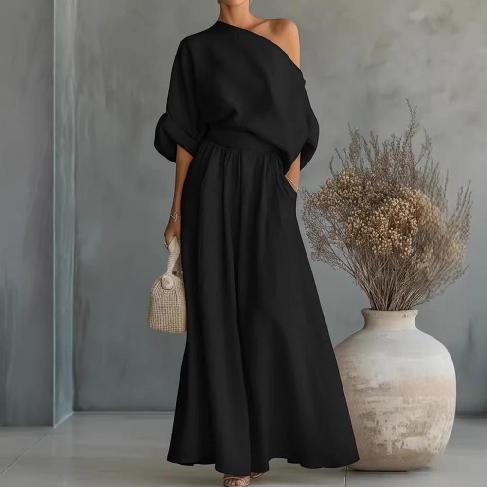 Women Blouse Pants Set Elegant - Off Shoulder Blouse ulasan dan harga