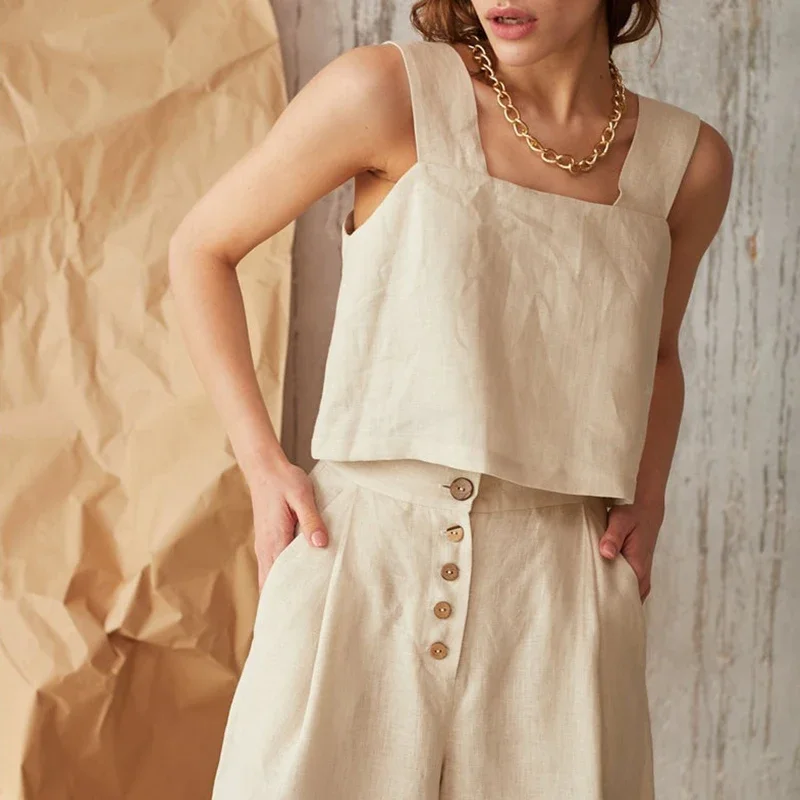 Vintage Cotton Linen Women Tan - Summer De Clothing ulasan dan harga