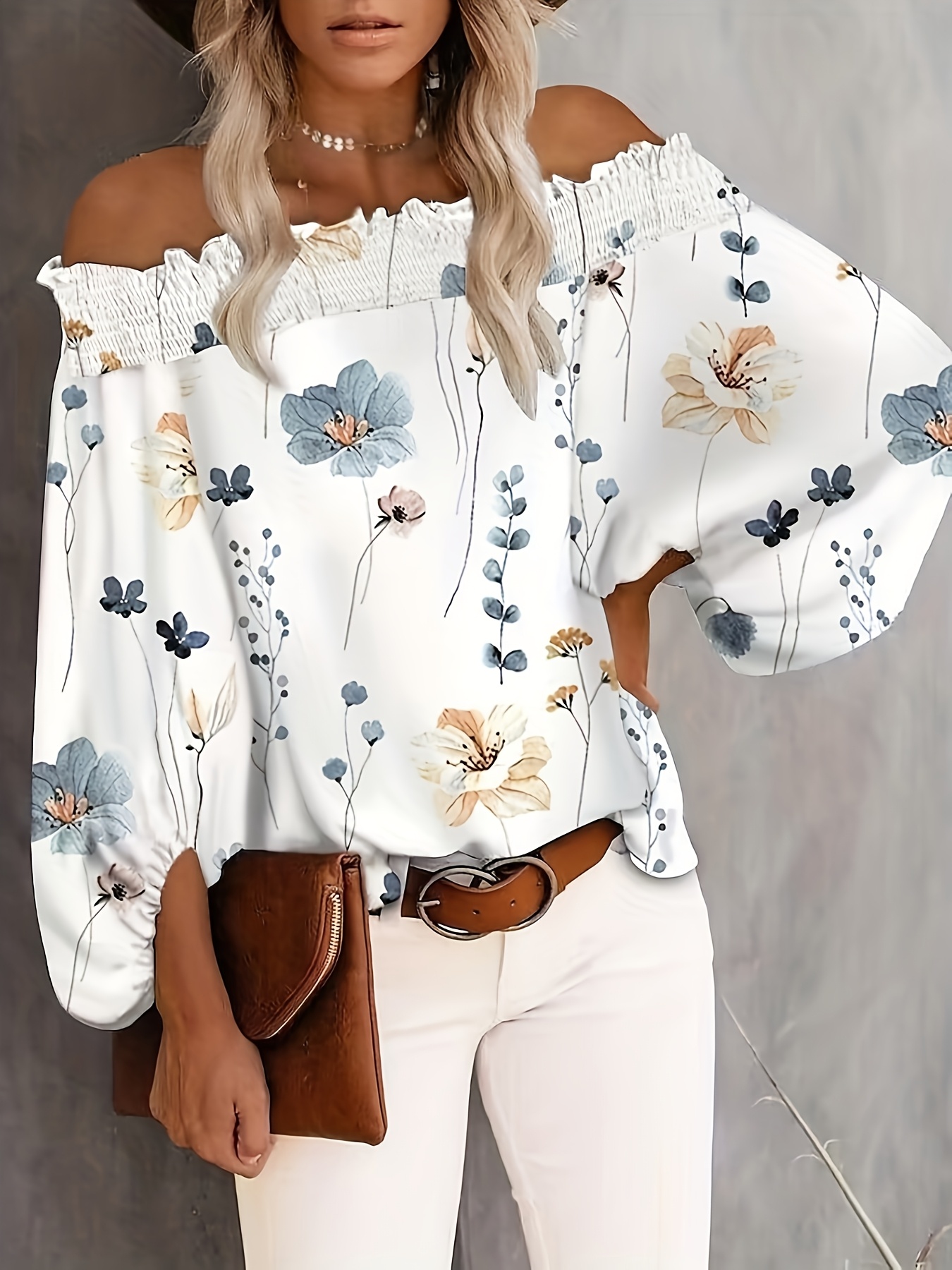 Plus Size New Women's Casual F - Off Shoulder Blouse ulasan dan harga