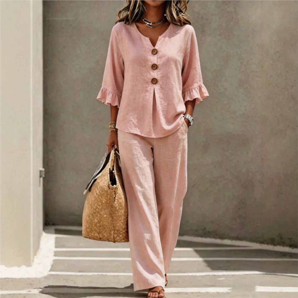 Summer New Button O Neck Lotus - Summer Clothing Set For Girls ulasan dan harga