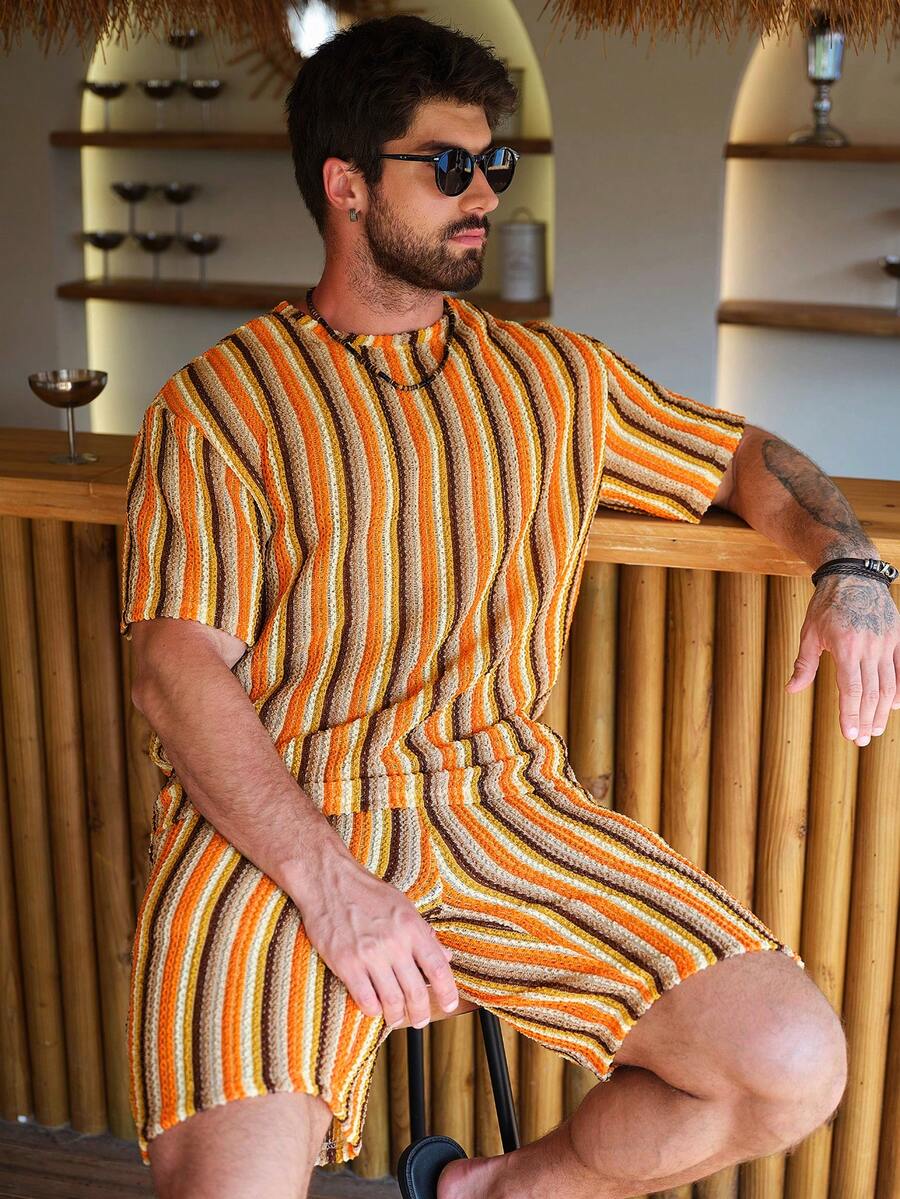 Genlund Men's Knit T-Shirt Set - Summer Clothing Crochet Patterns ulasan dan harga