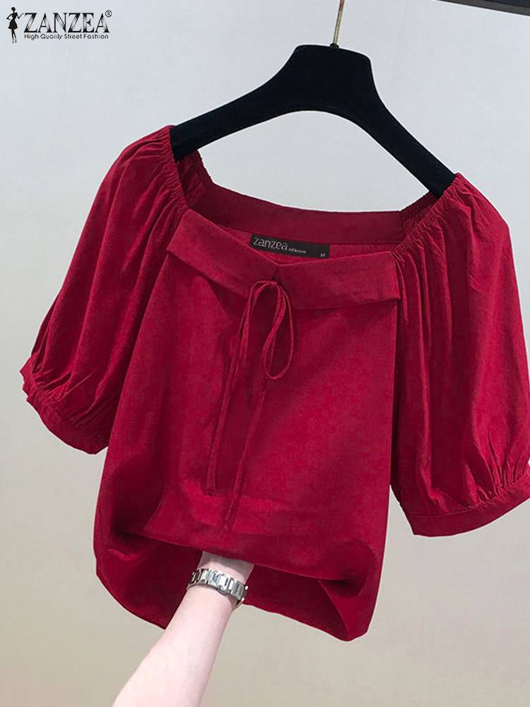 ZANZEA Korean Style Solid Blou - Summer Clothing Bundle ulasan dan harga