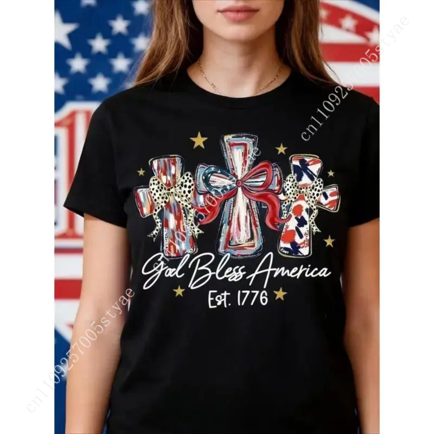 God Bless America Women T-shir - Summer Quilt ulasan dan harga