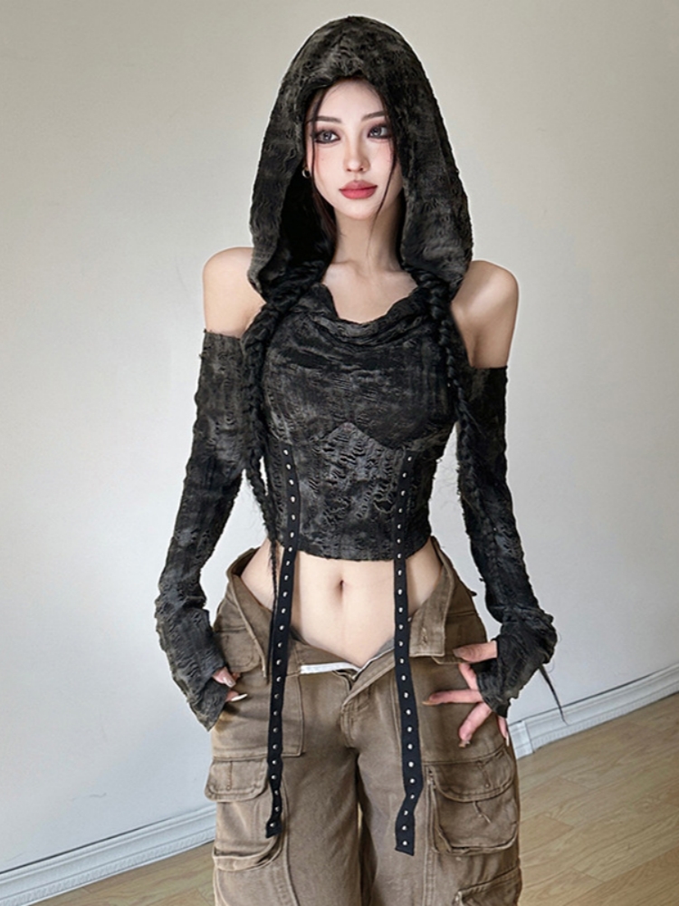 Hooded Y2k Top For Women Cloth - Summer De Clothing ulasan dan harga