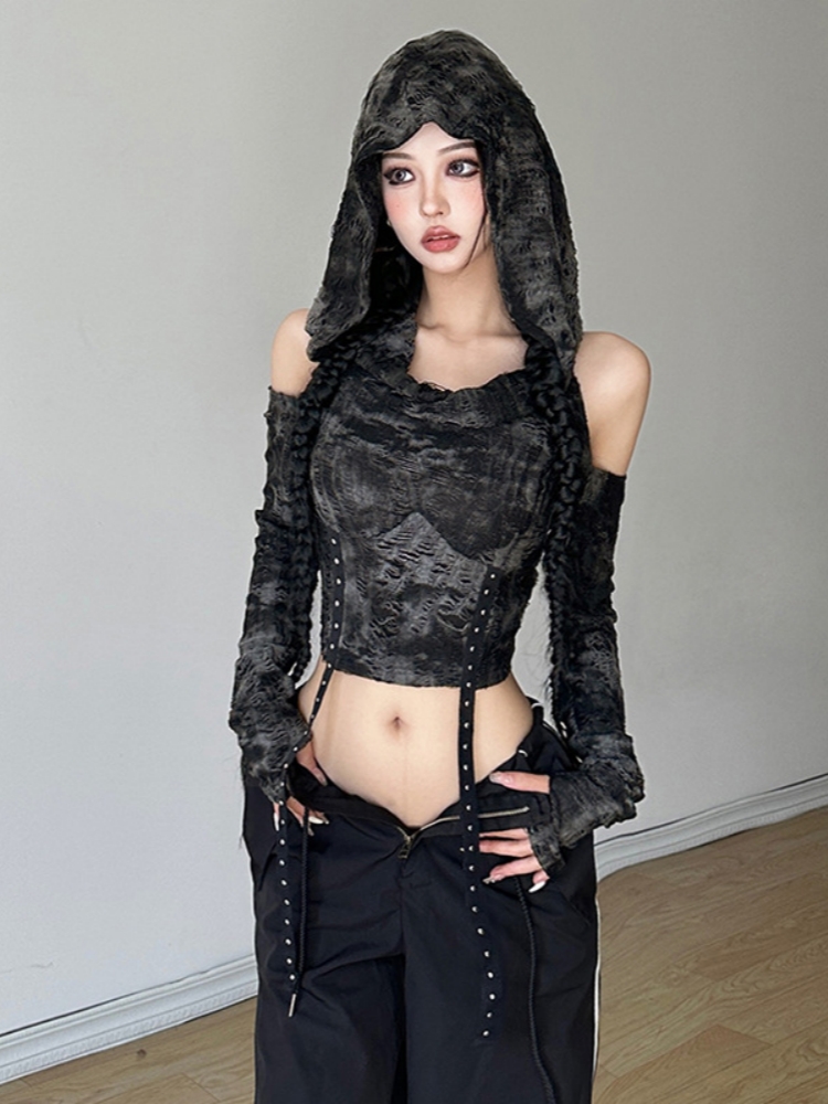 Hooded Y2k Top For Women Cloth - Summer De Clothing ulasan dan harga