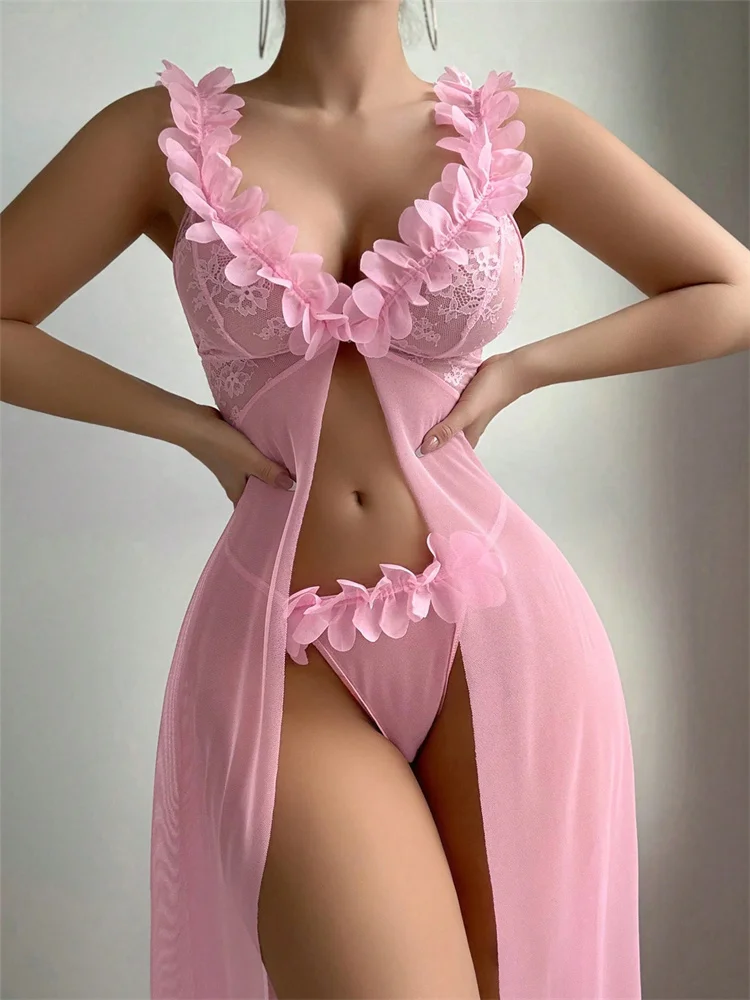 Pink Floral Lace See Through N - Summer Clothing Styles ulasan dan harga