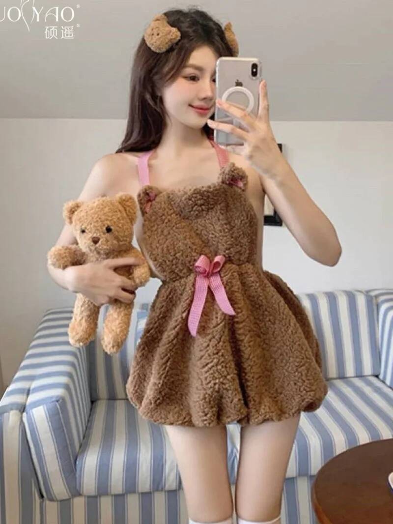 New Plush Backless Short Dress - Summer Clothing Drop ulasan dan harga