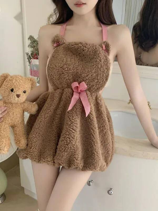 New Plush Backless Short Dress - Summer Clothing Drop ulasan dan harga