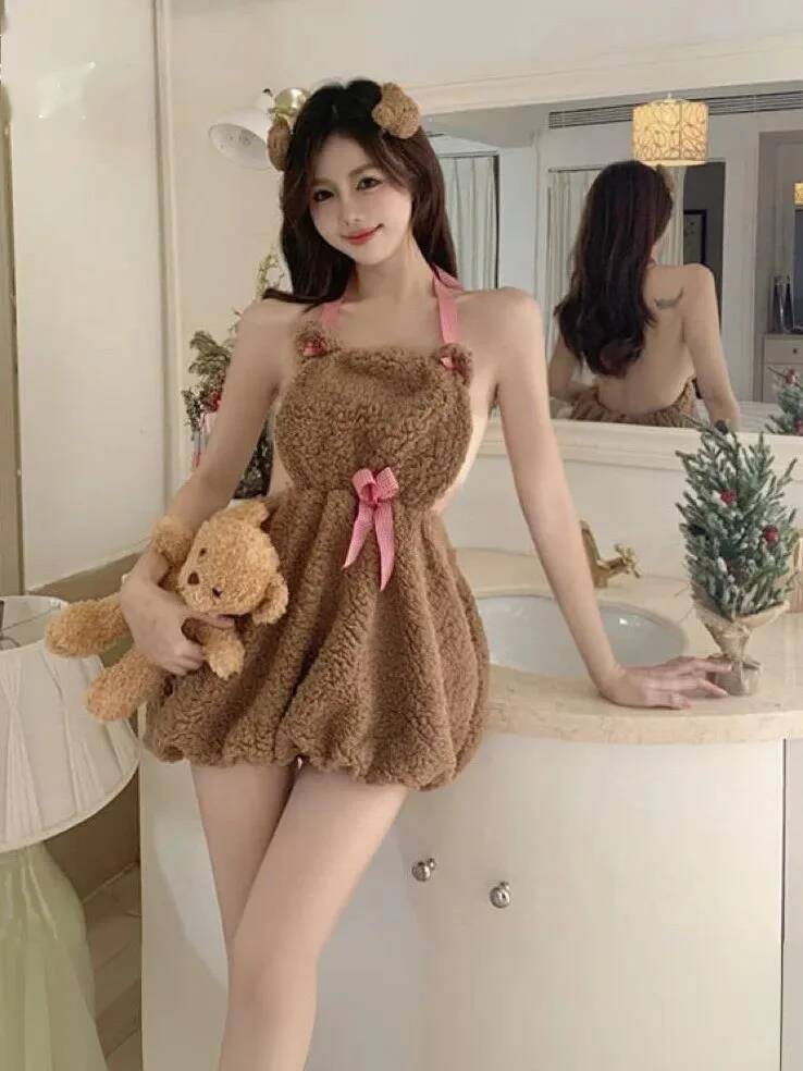 New Plush Backless Short Dress - Summer Clothing Drop ulasan dan harga