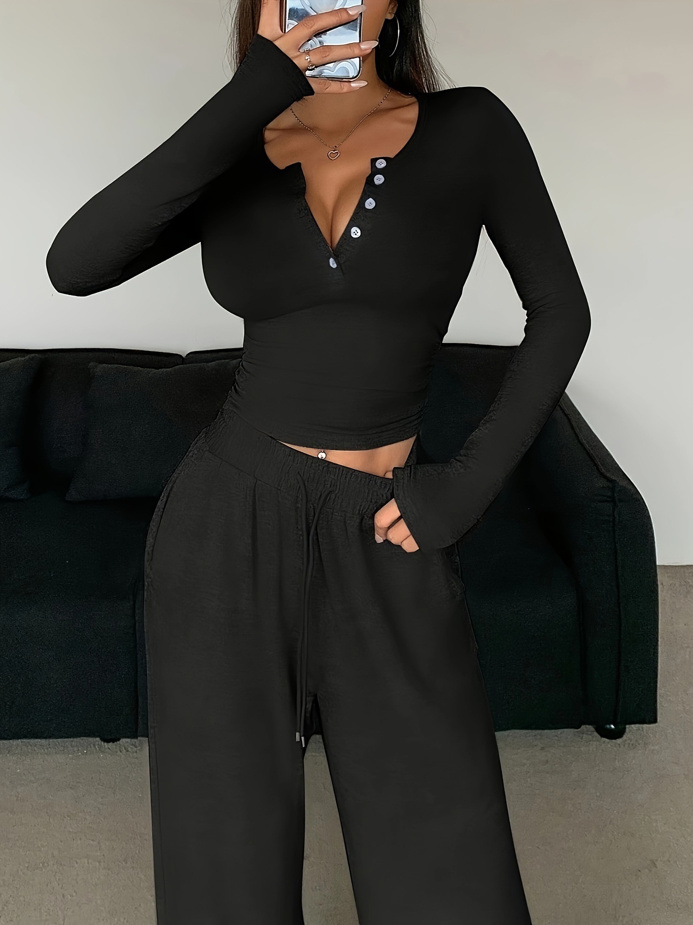 Solid Color Pant Sets Autumn W - Summer Clothing Bundle ulasan dan harga