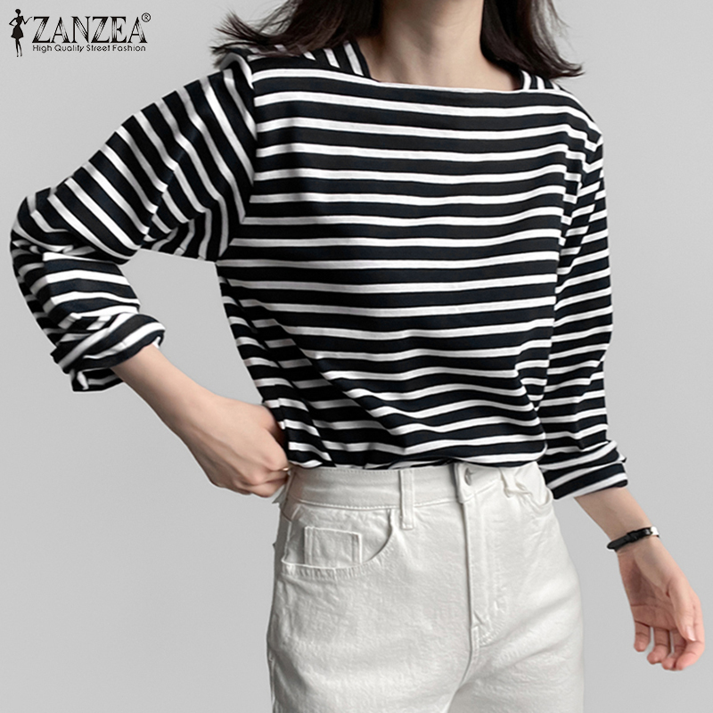 ZANZEA Woman Casual Striped Bl - Summer De Clothing ulasan dan harga