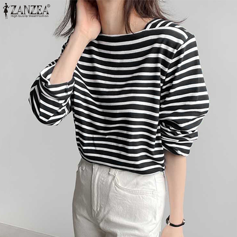 ZANZEA Woman Casual Striped Bl - Summer De Clothing ulasan dan harga