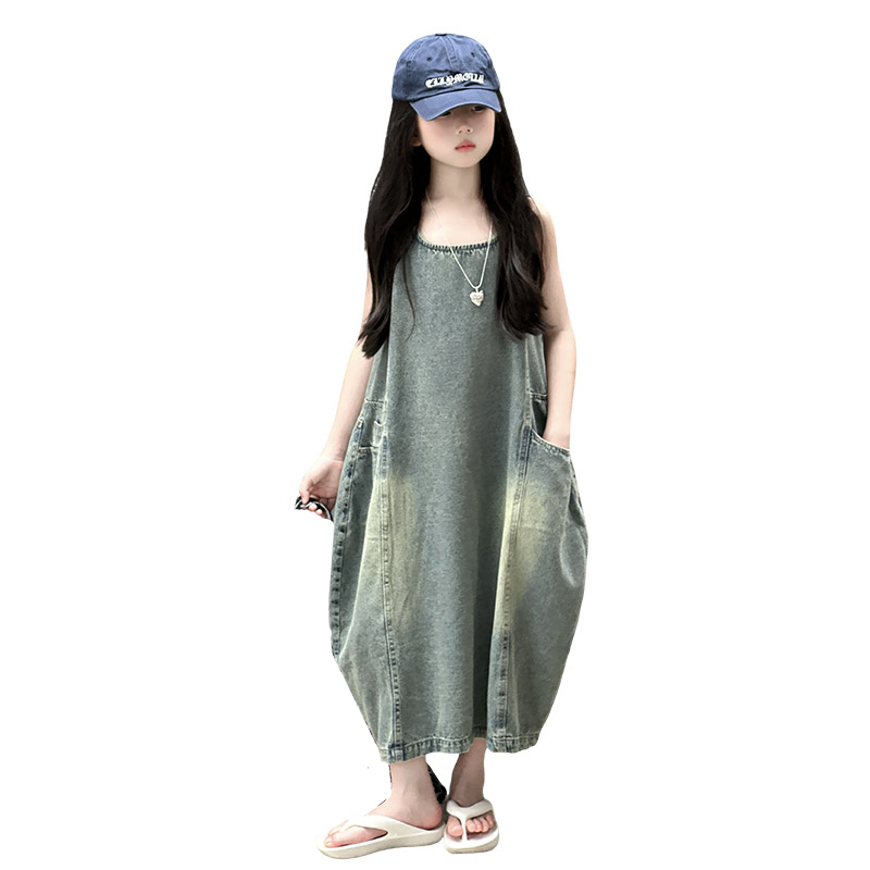 Vintage Blue Children Girls Hi - Summer Clothing For Girls ulasan dan harga