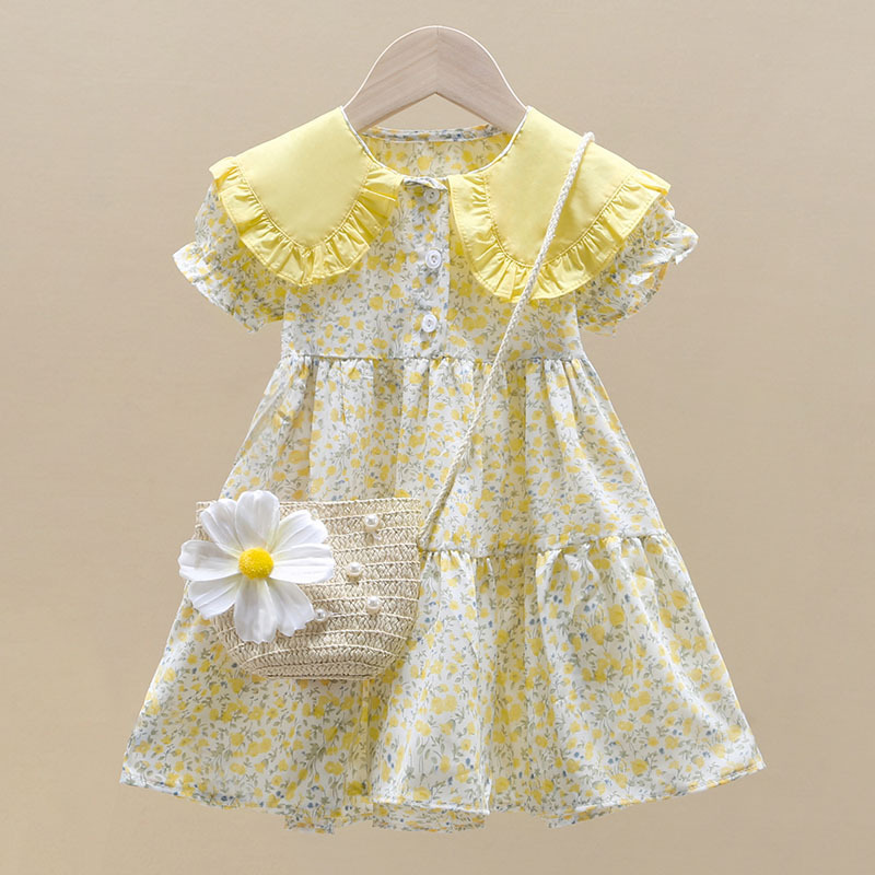 2PCS Summer Yellow Floral Chil - Summer Clothing For Teen Girls ulasan dan harga
