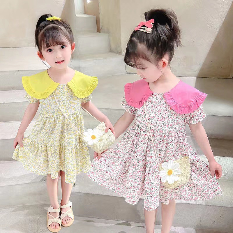 2PCS Summer Yellow Floral Chil - Summer Clothing For Teen Girls ulasan dan harga