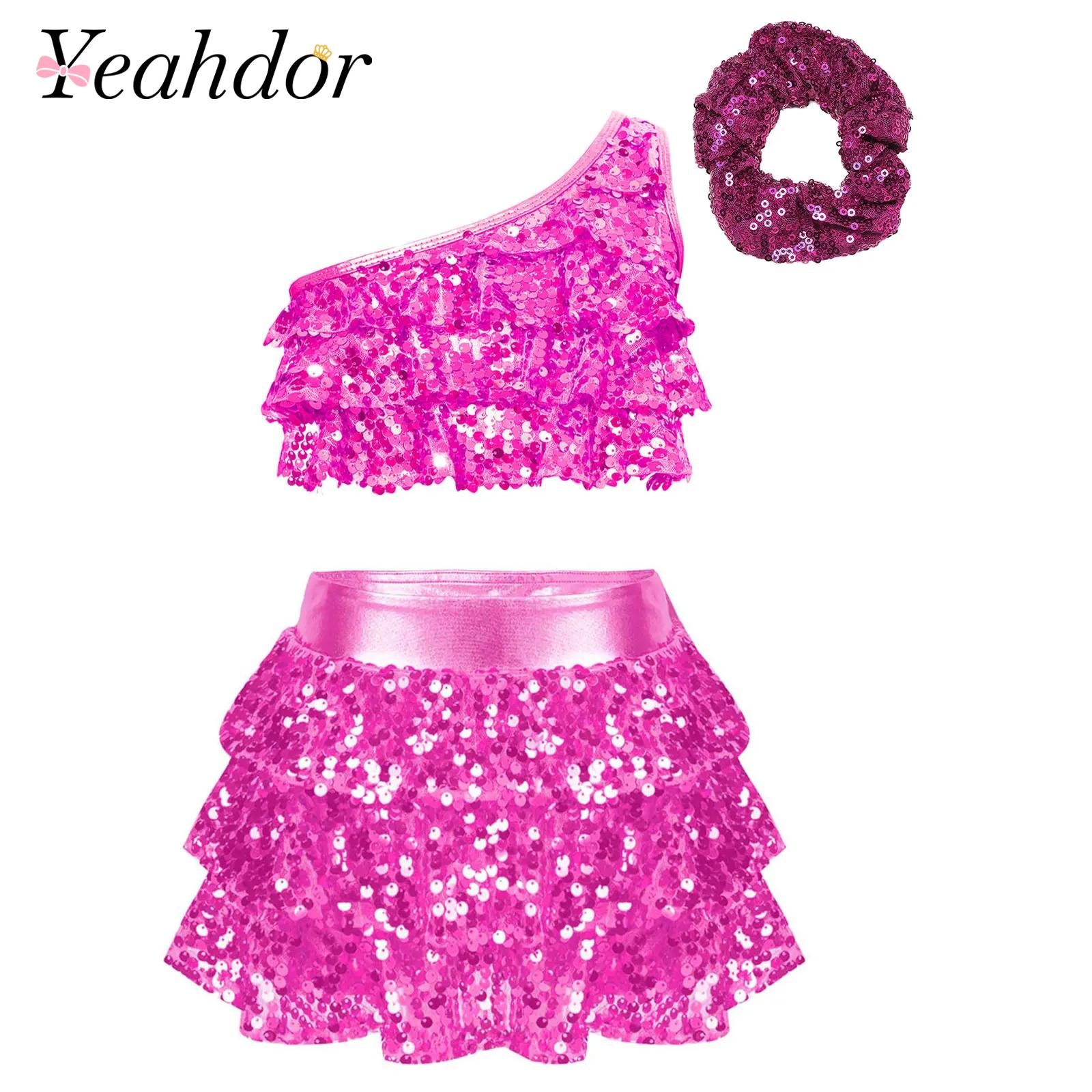 Kids Girls Shiny Sequins Latin - Summer Clothing Kids ulasan dan harga