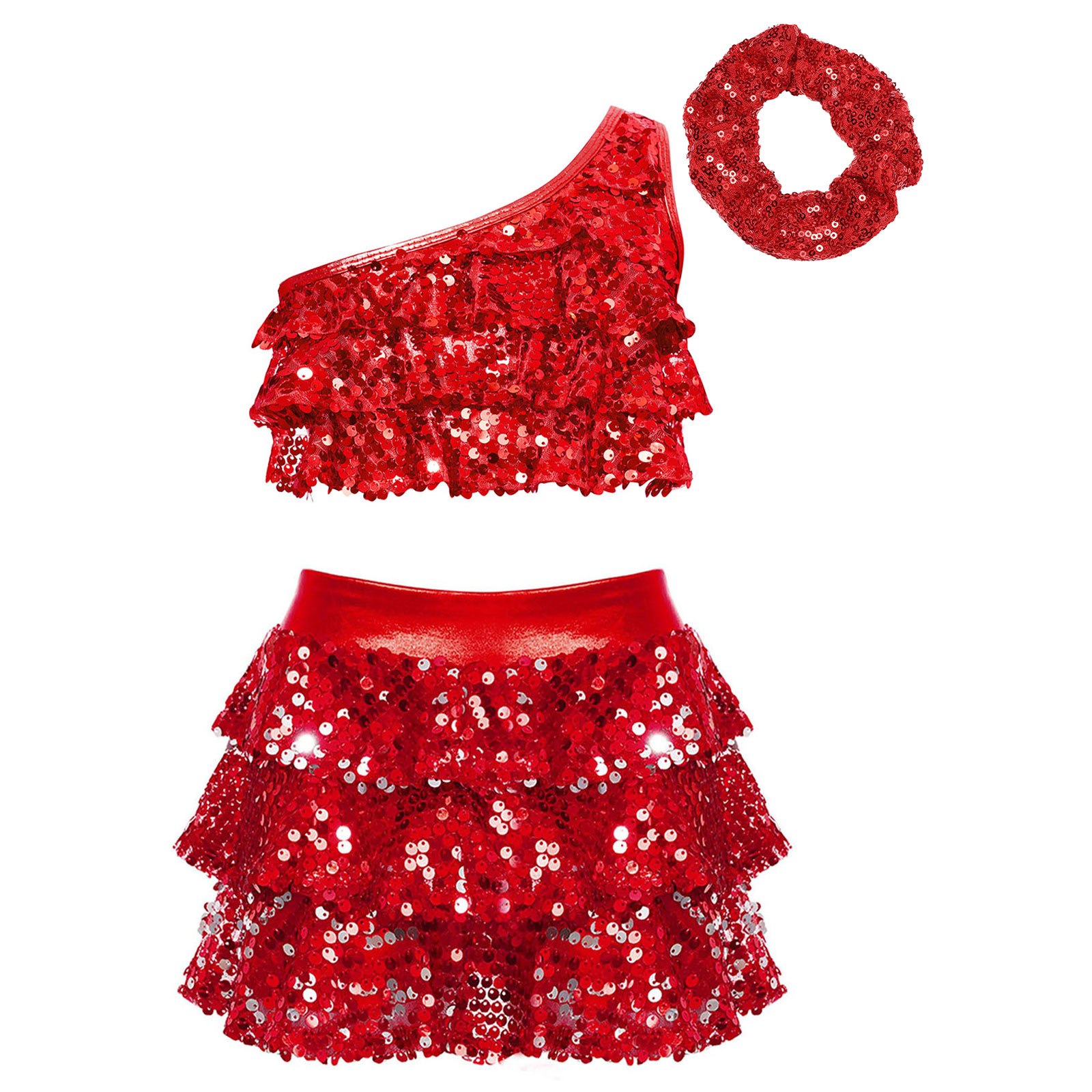 Kids Girls Shiny Sequins Latin - Summer Clothing Kids ulasan dan harga