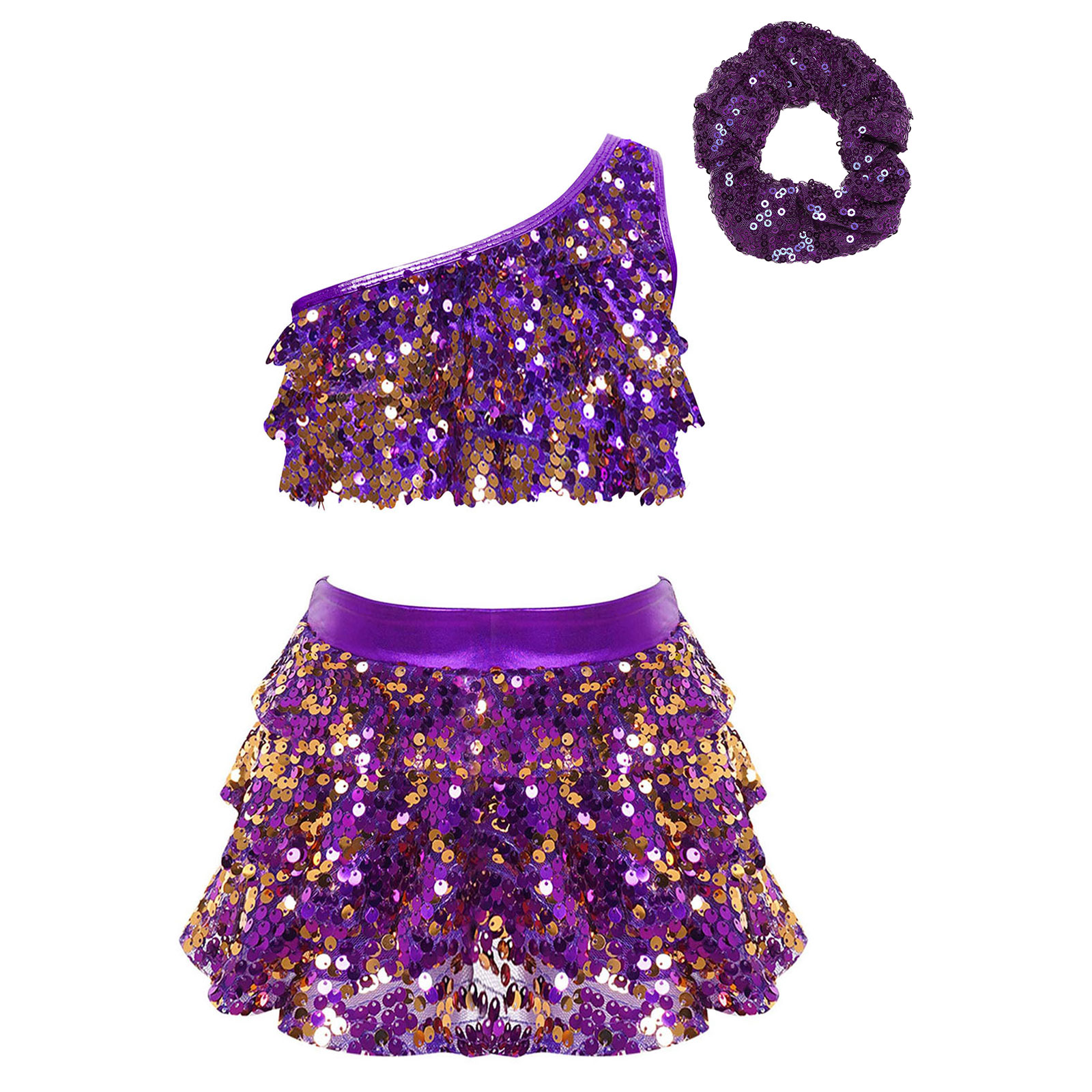 Kids Girls Shiny Sequins Latin - Summer Clothing Kids ulasan dan harga