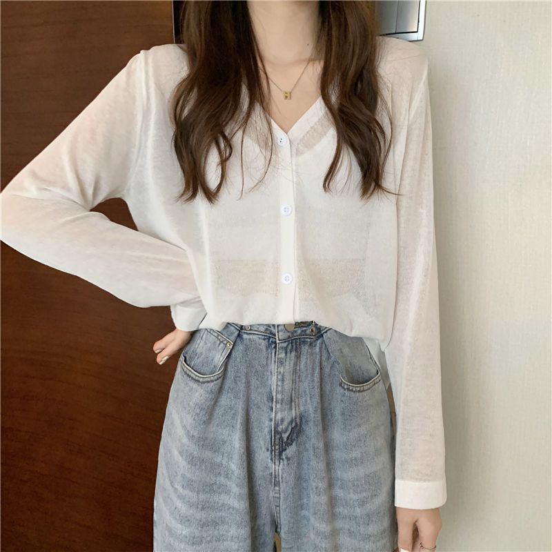 Candy Color Thin Knit Cardigan - Summer Clothing Yarn ulasan dan harga