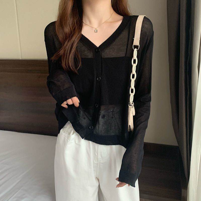 Candy Color Thin Knit Cardigan - Summer Clothing Yarn ulasan dan harga