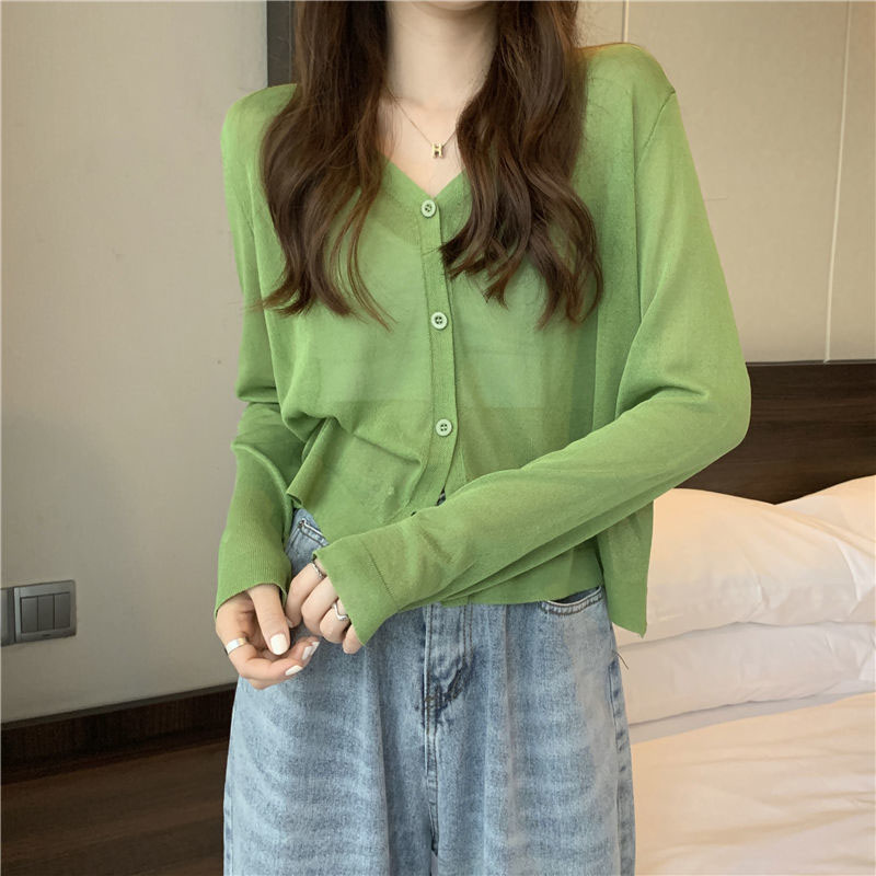 Candy Color Thin Knit Cardigan - Summer Clothing Yarn ulasan dan harga