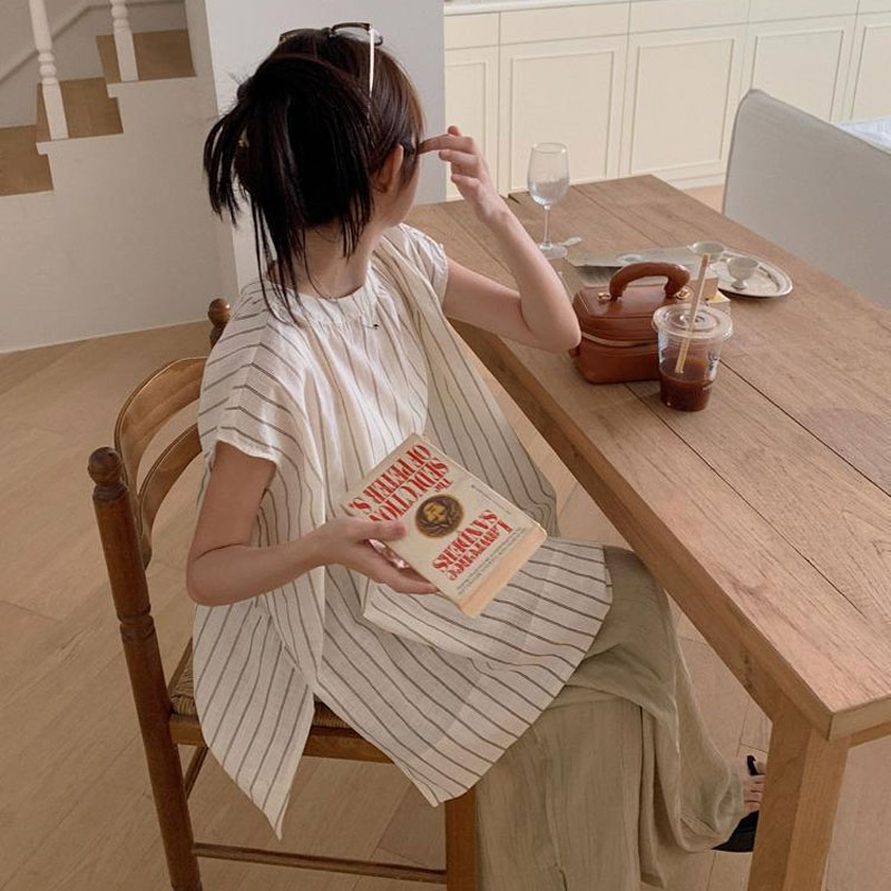 Casual  Striped Blouse Women's - Summer Clothing Drop ulasan dan harga