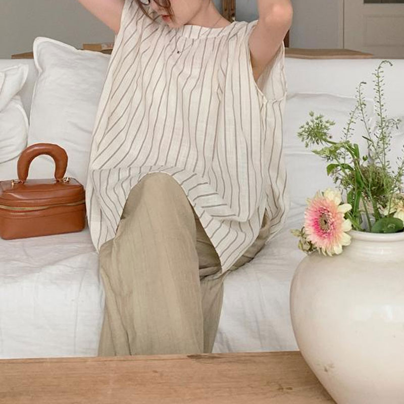 Casual  Striped Blouse Women's - Summer Clothing Drop ulasan dan harga